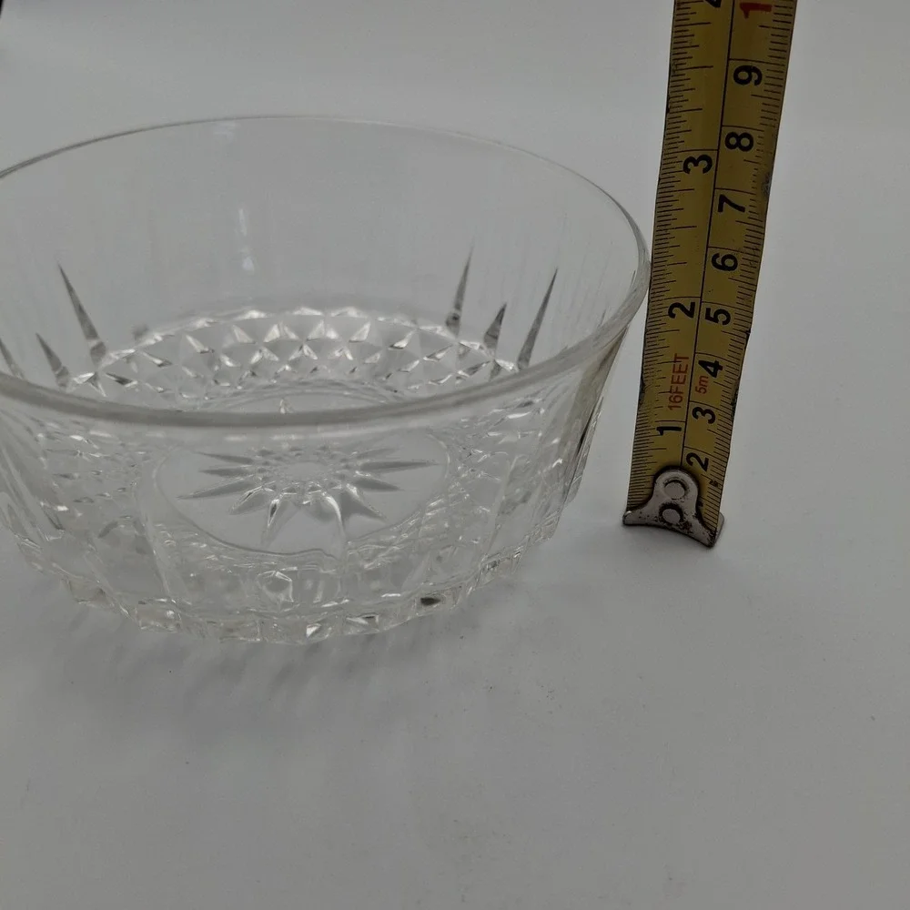 Set of 2 Vintage ARCOROC FRANCE Starburst‎ Diamond Pattern Clear Glass 5